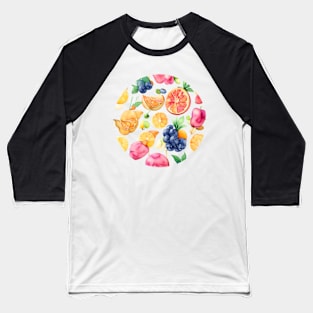 Healthy Fruits in Watercolor Baseball T-Shirt